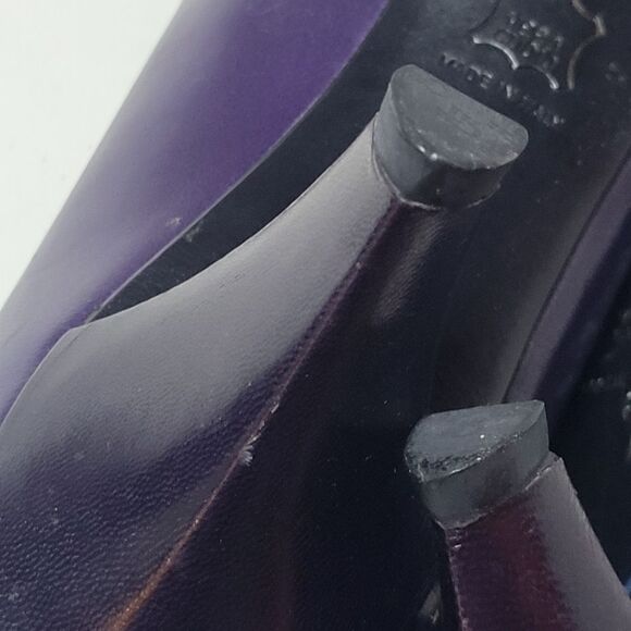 YSL Paris Vintage 2Tone Purple Leather Heels - Picture 10 of 16